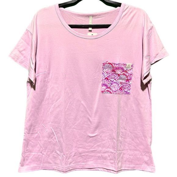 NWT Simply Southern Women’s T-Shirt Shorts‎ Pajama Set Purple Seashells XL - Picture 3 of 10